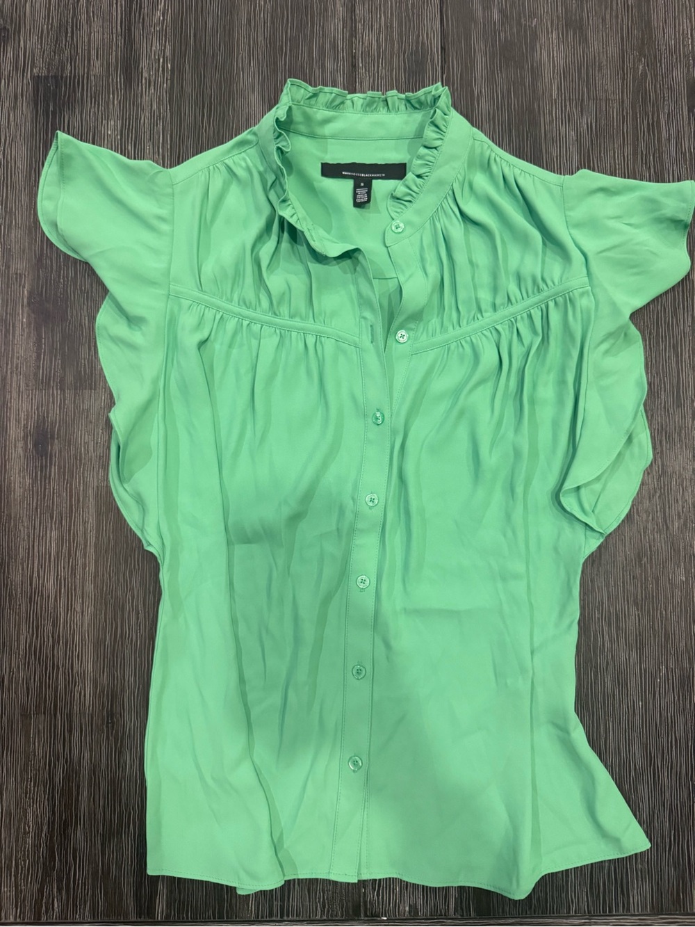 Women’s Ruffled Cap-Sleeve Button-Front Top - Green